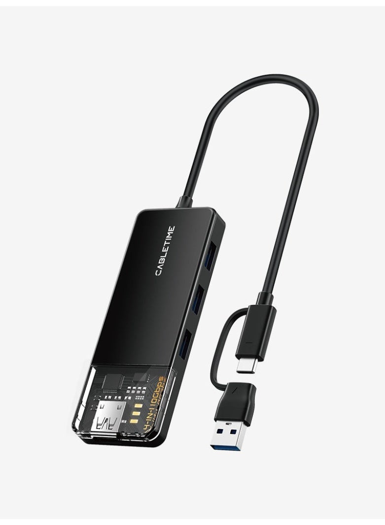 CABLETIME 10GBPS USB A 3.2 HUB USB A/C TO 4 PORT USB-A HUB FOR LAPTOP - Image 1